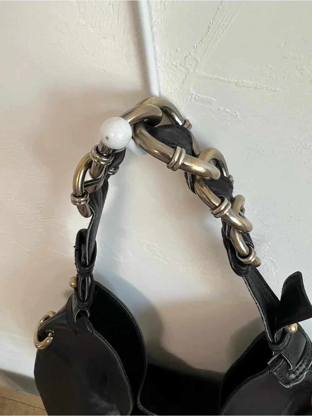 Authentic Ferragamo Black Butter Leather Hobo Shoulder Bag